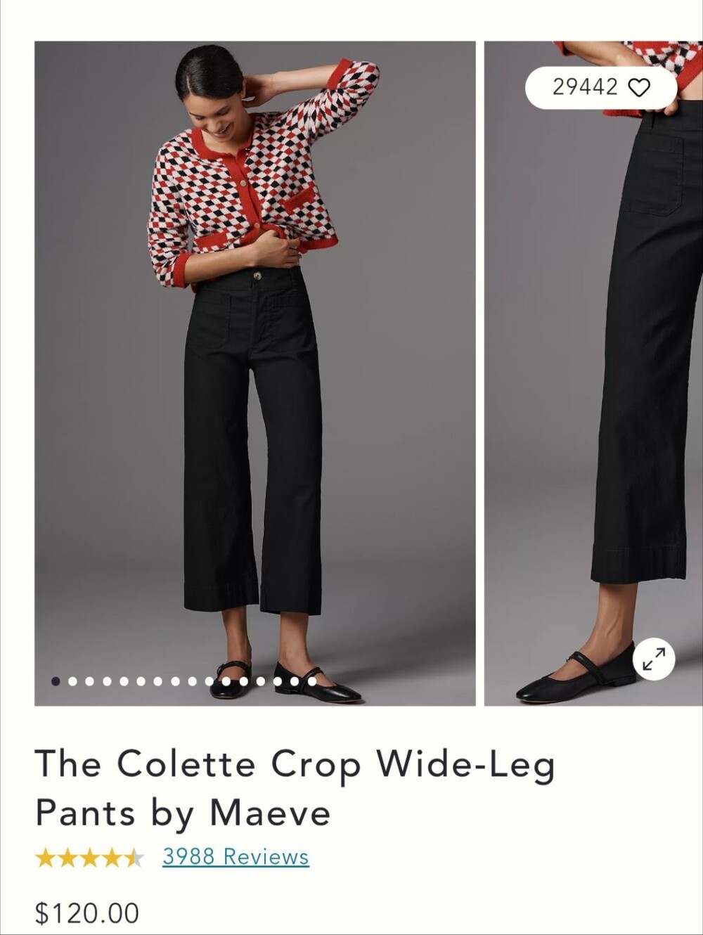 Maeve The Colette Crop Wide-Leg Pants - Black Size 32